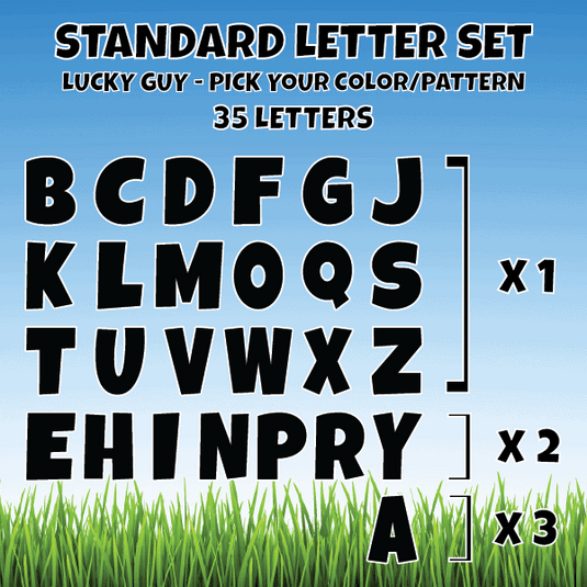 ACME Yard Cards 23.5" Lucky Guy Font 18" & 23.5" Standard Letter Set - 35 pcs