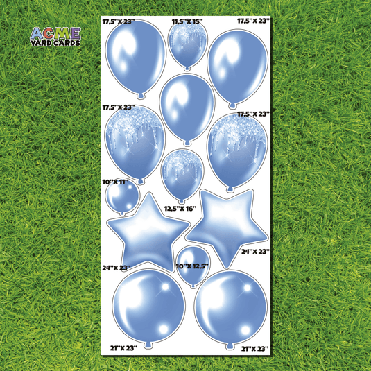 ACME Yard Cards Full Sheet - Balloons and Stars - Blue