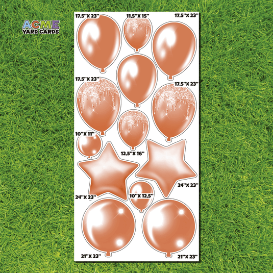ACME Yard Cards Full Sheet - Balloons and Stars - Coral