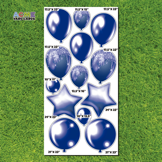 ACME Yard Cards Full Sheet - Balloons and Stars - Dark Blue