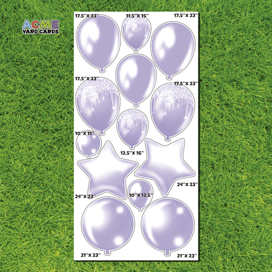 ACME Yard Cards Full Sheet - Balloons and Stars - Light Purple