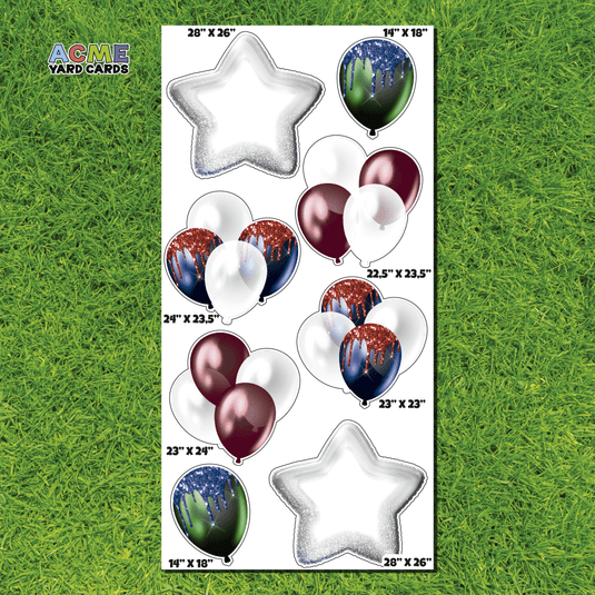 ACME Yard Cards Full Sheet - Balloons and Stars - Multicolor II