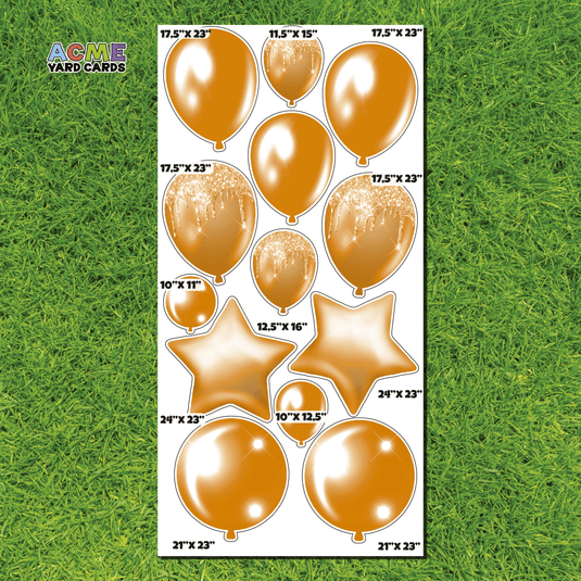ACME Yard Cards Full Sheet - Balloons and Stars - Orange