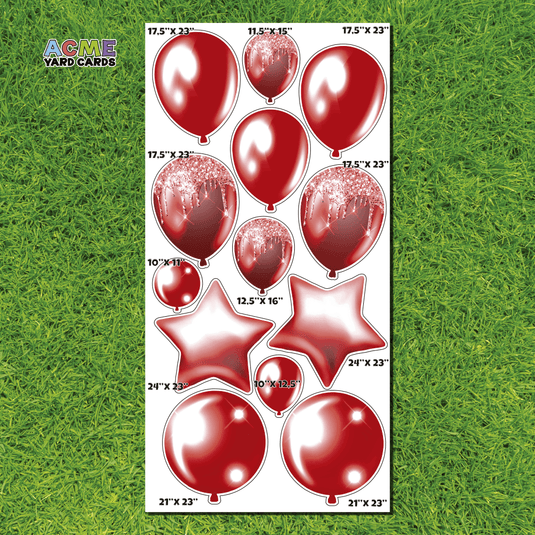ACME Yard Cards Full Sheet - Balloons and Stars - Red