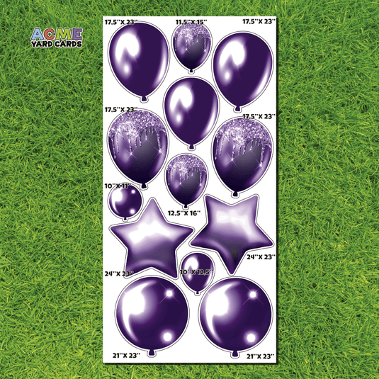 ACME Yard Cards Full Sheet - Balloons - Balloons and Stars in Purple