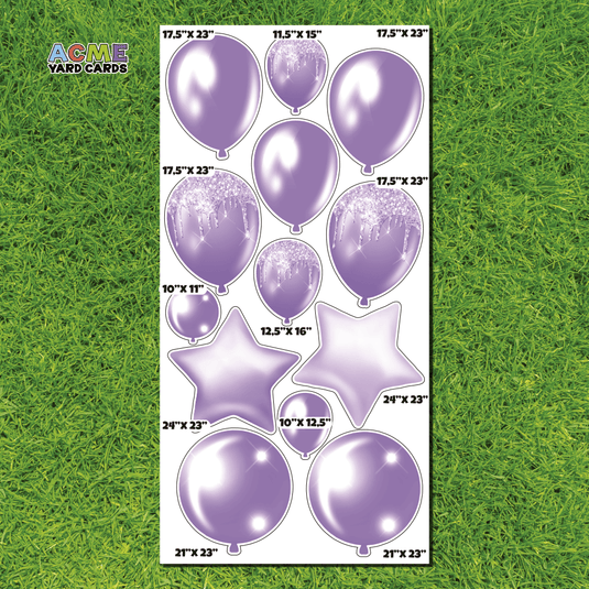 ACME Yard Cards Full Sheet - Balloons - Balloons and Stars in Purple II