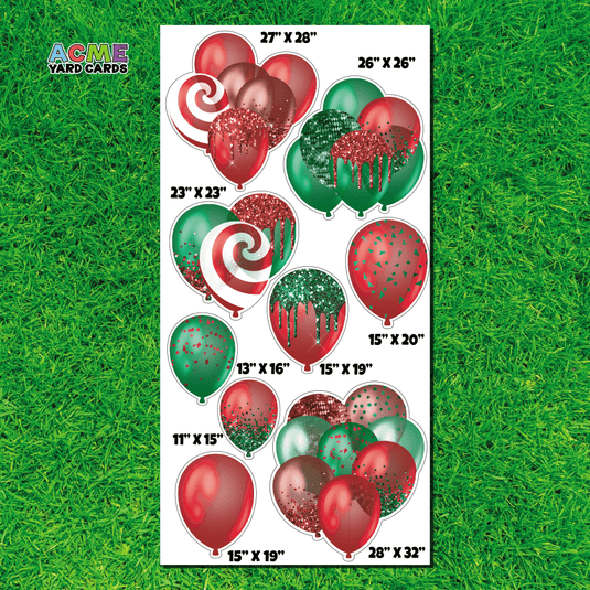 ACME Yard Cards Full Sheet - Balloons - Balloons Christmas