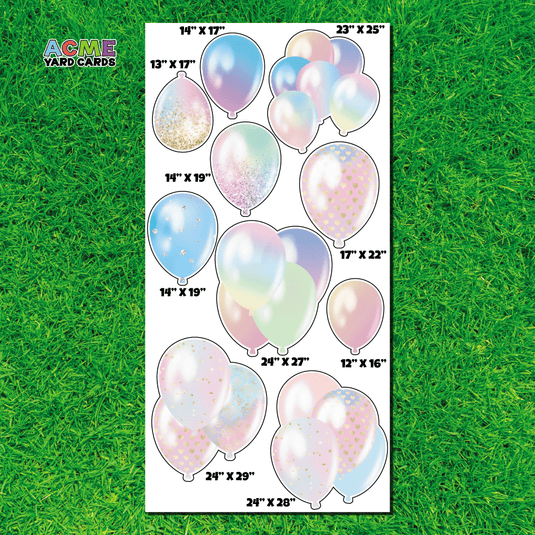 ACME Yard Cards Full Sheet - Balloons - Balloons Iridescent Pastel