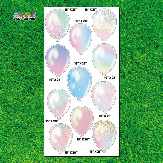ACME Yard Cards Full Sheet - Balloons - Balloons Iridescent Pastel Individual