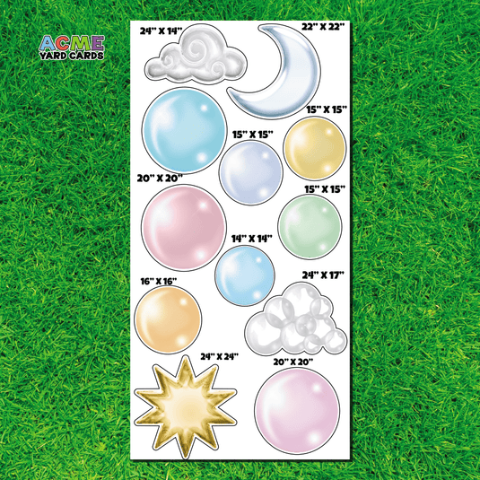 ACME Yard Cards Full Sheet - Balloons - Balloons Outer Space Pastel