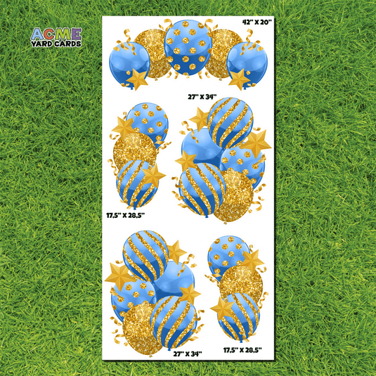 ACME Yard Cards Full Sheet - Balloons - Bundles Blue Glitter