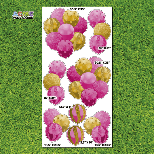 ACME Yard Cards Full Sheet - Balloons - Bundles in Pink
