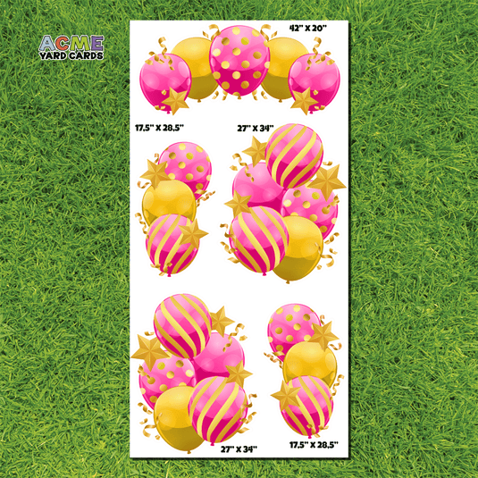 ACME Yard Cards Full Sheet - Balloons - Bundles Pink