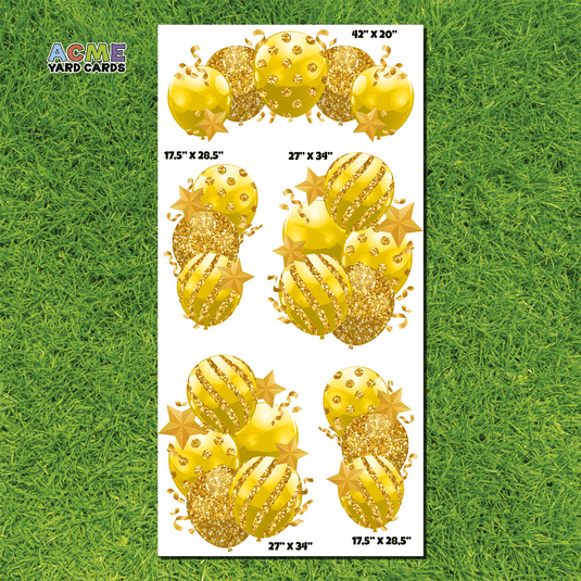 ACME Yard Cards Full Sheet - Balloons - Bundles Yellow Glitter