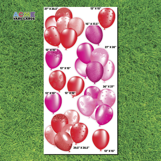 ACME Yard Cards Full Sheet - Balloons - Hot Pink and Red Balloon Bundles