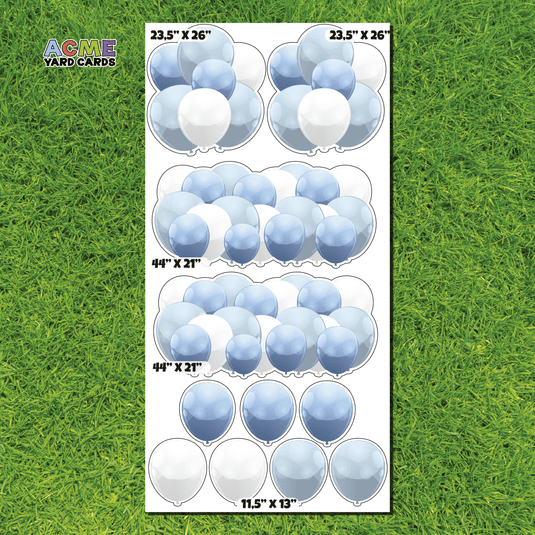 ACME Yard Cards Full Sheet - Balloons - Individual, Bouquets and Panels in Blue
