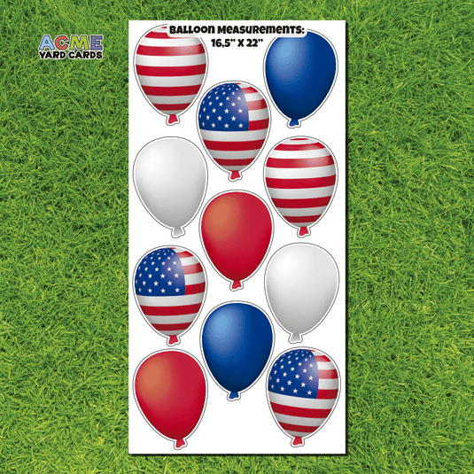 ACME Yard Cards Full Sheet - Balloons - Patriotic Red, White, Blue
