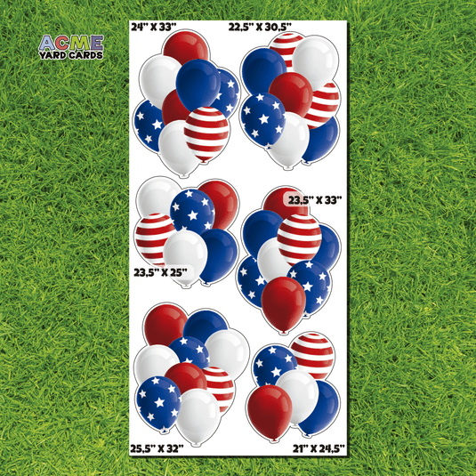 ACME Yard Cards Full Sheet - Balloons - Patriotic Red, White, Blue
