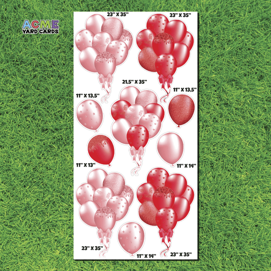 ACME Yard Cards Full Sheet - Balloons - Pink and Red Balloon Bundles I