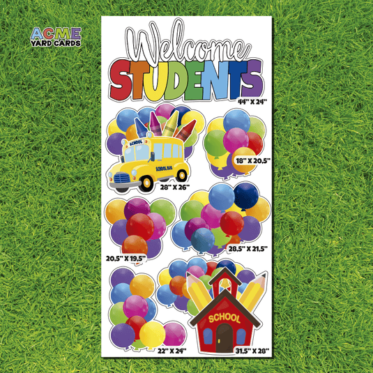 ACME Yard Cards Full Sheet - Balloons – School Bus & School Building Balloons