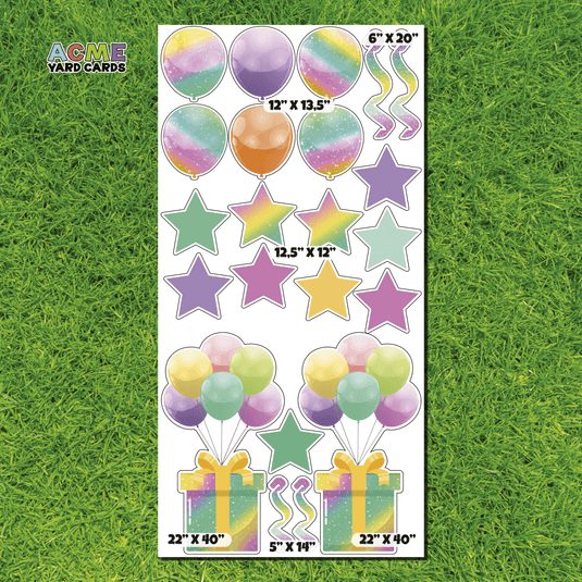 ACME Yard Cards Full Sheet - Birthday - Balloons and Stars