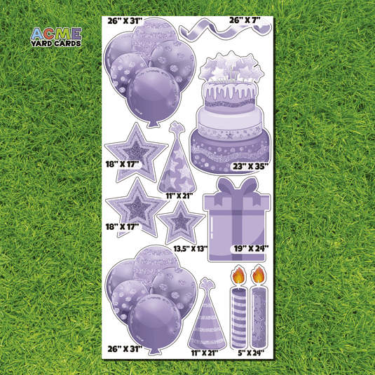 ACME Yard Cards Full Sheet - Birthday - Essentials - Lavender Glitter