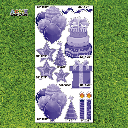 ACME Yard Cards Full Sheet - Birthday - Essentials - Lilac Glitter
