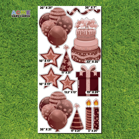 ACME Yard Cards Full Sheet - Birthday - Essentials - Maroon Glitter