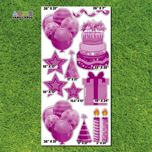 ACME Yard Cards Full Sheet - Birthday - Essentials - Pink