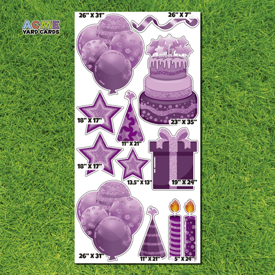 ACME Yard Cards Full Sheet - Birthday - Essentials - Purple Glitter