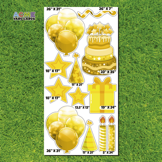 ACME Yard Cards Full Sheet - Birthday - Essentials - Yellow