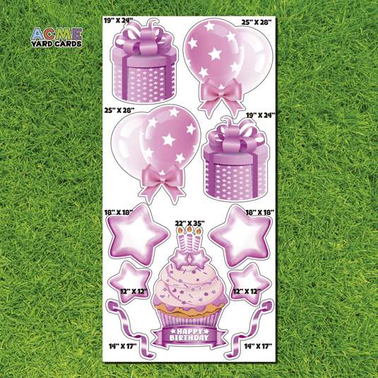 ACME Yard Cards Full Sheet - Birthday - Flair in Light Pink