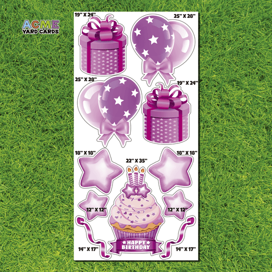 ACME Yard Cards Full Sheet - Birthday - Flair in Pink