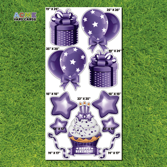 ACME Yard Cards Full Sheet - Birthday - Flair in Purple