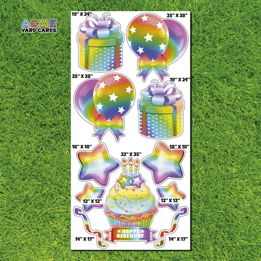 ACME Yard Cards Full Sheet - Birthday - Flair in Rainbow