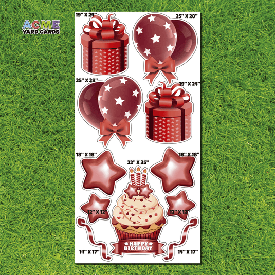 ACME Yard Cards Full Sheet - Birthday - Flair in Red