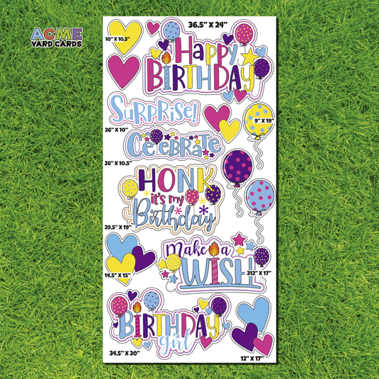 ACME Yard Cards Full Sheet - Birthday – Happy Birthday Girl