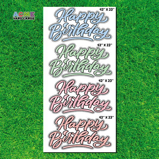 ACME Yard Cards Full Sheet - Birthday - Quick Sign - Glitter Pastel