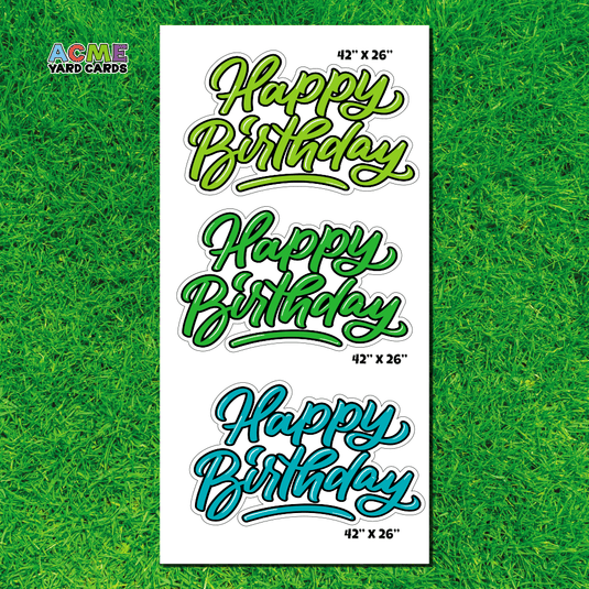 ACME Yard Cards Full Sheet - Birthday - Quick Sign - Lt Green Turquoise Green