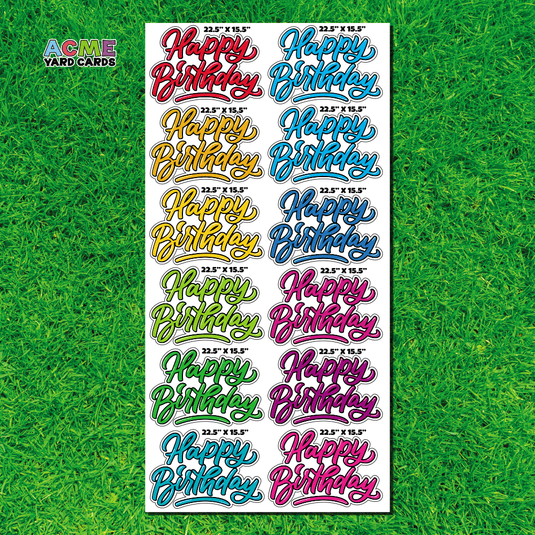 ACME Yard Cards Full Sheet - Birthday - Quick Sign - Multicolor Minis