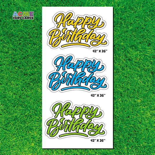 ACME Yard Cards Full Sheet - Birthday - Quick Sign - Yellow Turquoise Green