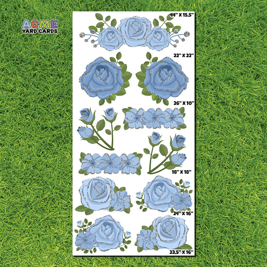 ACME Yard Cards Full Sheet - Flair – Flowers in Light Blue & Silver