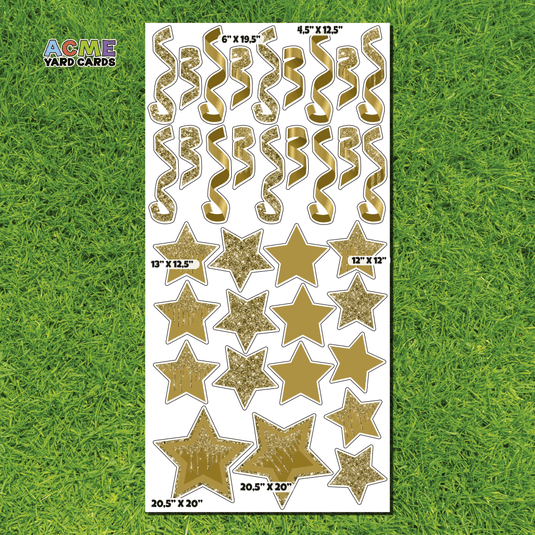 ACME Yard Cards Full Sheet - Flair – Gold Glitter and Solid Stars and Confetti