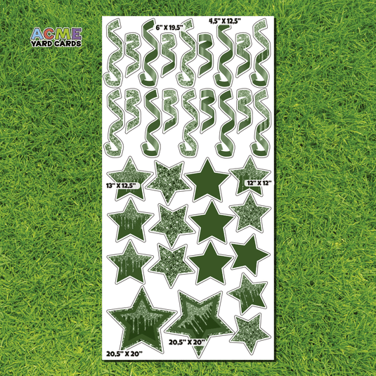 ACME Yard Cards Full Sheet - Flair – Green Glitter and Solid Stars and Confetti