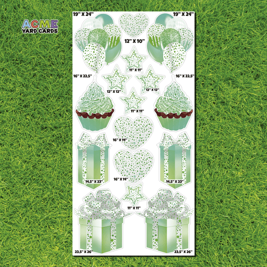 ACME Yard Cards Full Sheet - Flair - Holographic Confetti White and Mint Green