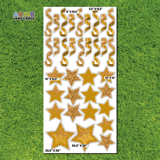 ACME Yard Cards Full Sheet - Flair – Orange Glitter and Solid Stars and Confetti