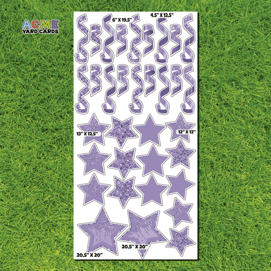 ACME Yard Cards Full Sheet - Flair – Purple Glitter and Solid Stars and Confetti