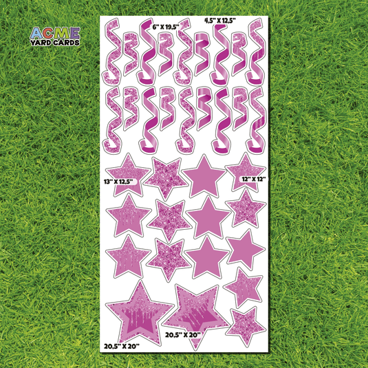 ACME Yard Cards Full Sheet - Flair – Rhodamine Glitter and Solid Stars and Confetti