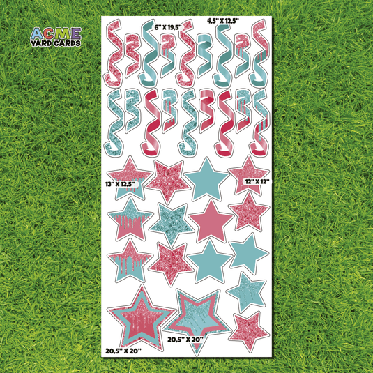 ACME Yard Cards Full Sheet - Flair – Tik Tok Inspired Glitter and Solid Stars and Confetti