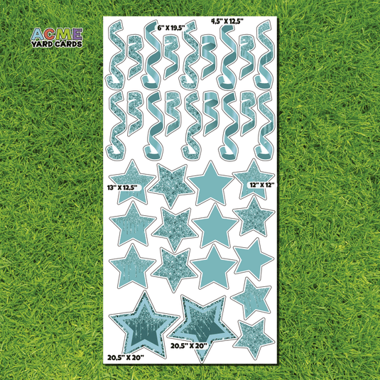 ACME Yard Cards Full Sheet - Flair – Tourquise Glitter and Solid Stars and Confetti